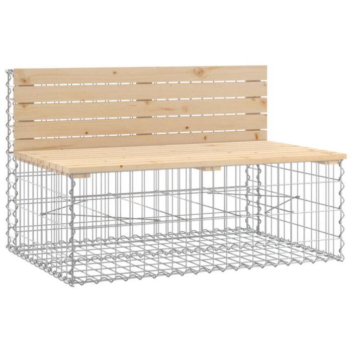 Banc de jardin design gabion 287x71x65,5 cm bois massif de pin – Image 3
