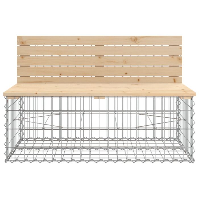Banc de jardin design gabion 287x71x65,5 cm bois massif de pin – Image 4