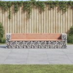 Banc jardin design gabion 287x71x65,5 cm bois massif de douglas