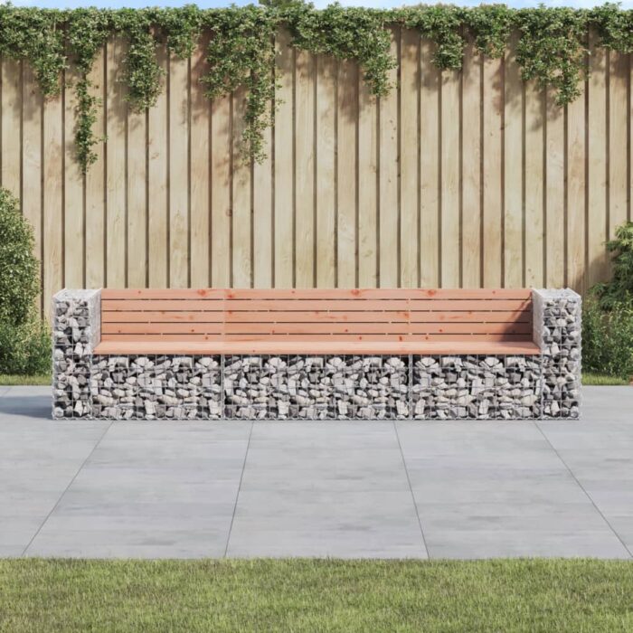 Banc jardin design gabion 287x71x65,5 cm bois massif de douglas – Image 1