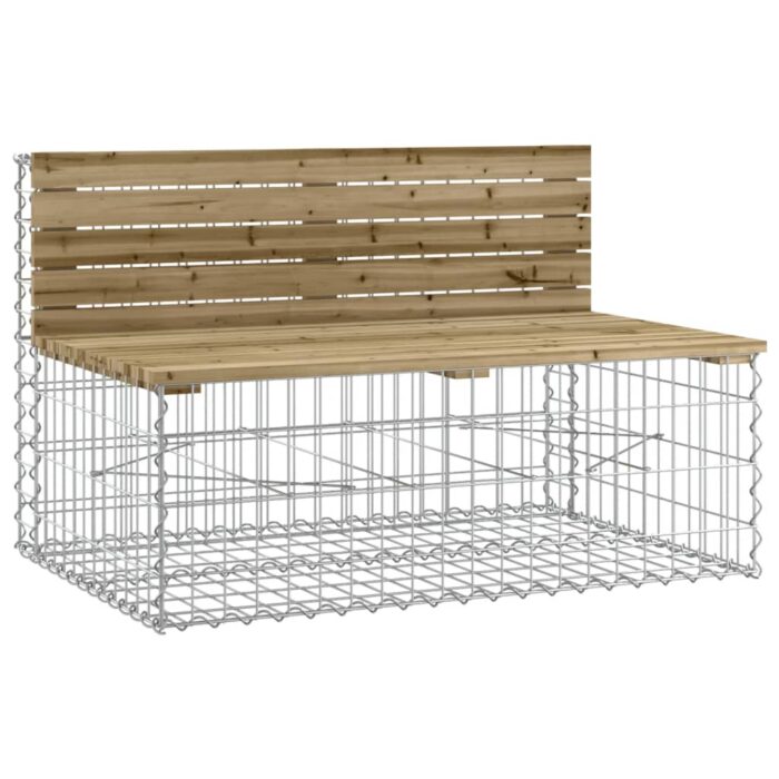 Banc de jardin design gabion 287x71x65,5cm bois de pin imprégné – Image 3