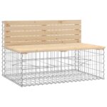 Banc de jardin design gabion 347x71x65,5 cm bois massif de pin – Image 3