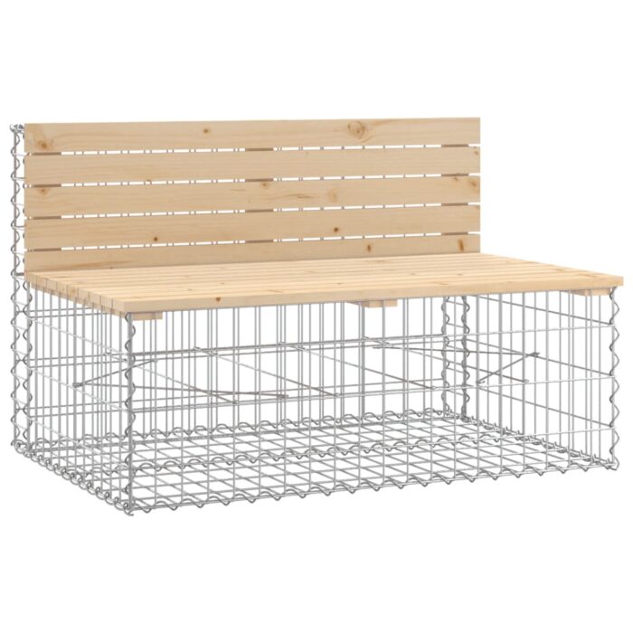 Banc de jardin design gabion 347x71x65,5 cm bois massif de pin – Image 3