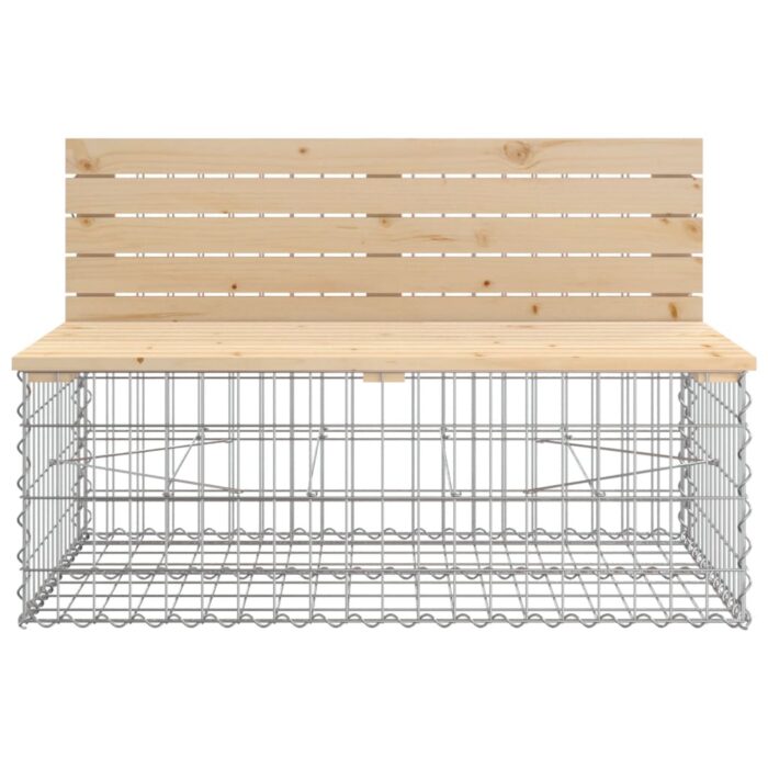 Banc de jardin design gabion 347x71x65,5 cm bois massif de pin – Image 4