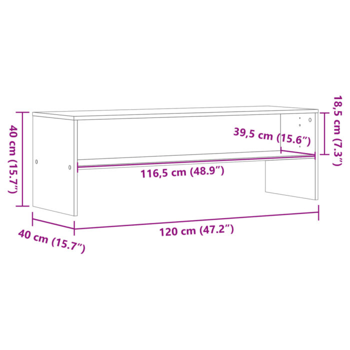 Meuble TV chêne fumé 120x40x40 cm bois d'ingénierie – Image 7