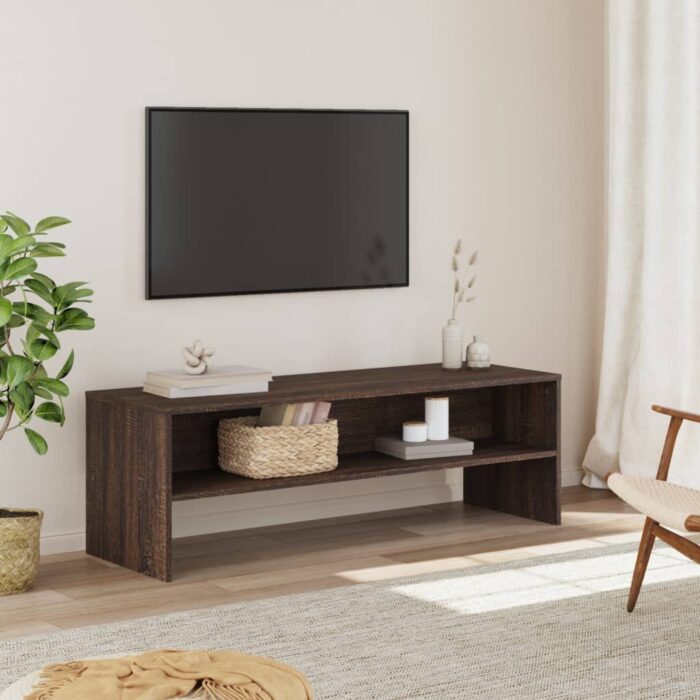Meuble TV chêne marron 120x40x40 cm bois d'ingénierie – Image 1