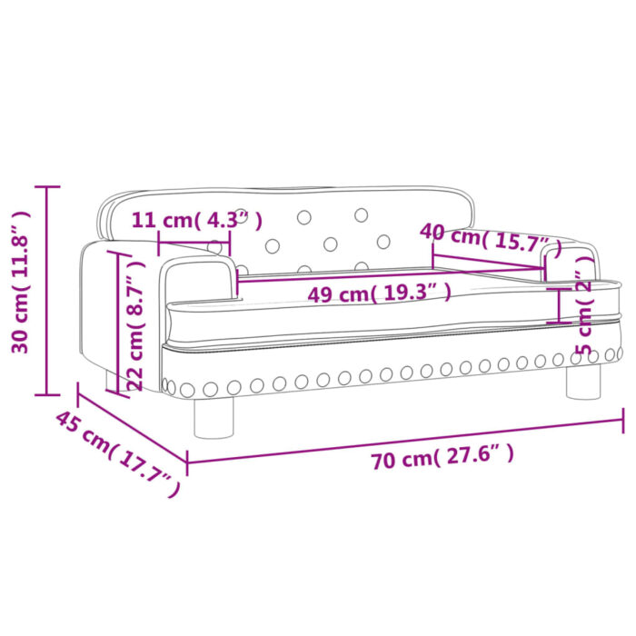 Canapé pour enfants rose 70x45x30 cm velours – Image 5