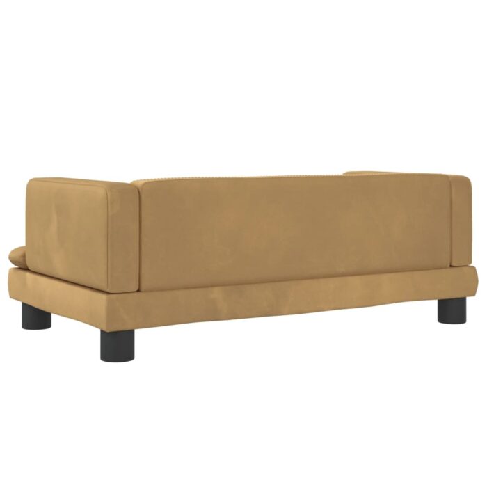 Canapé pour enfants marron 80x45x30 cm velours – Image 3