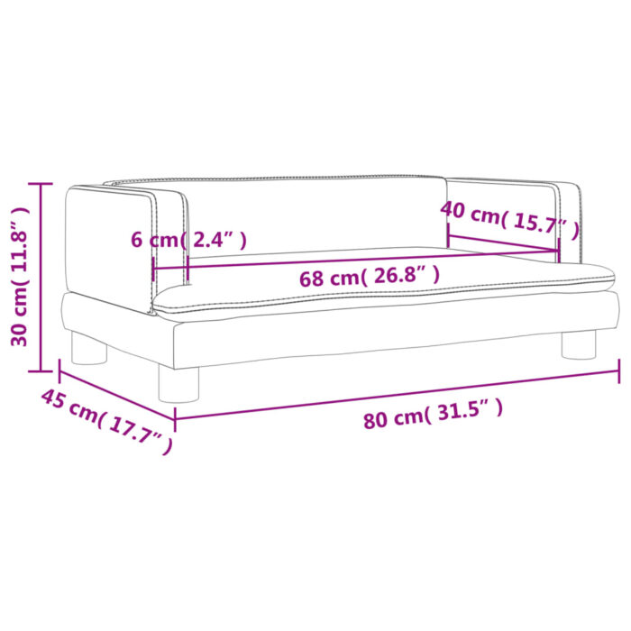 Canapé pour enfants marron 80x45x30 cm velours – Image 5