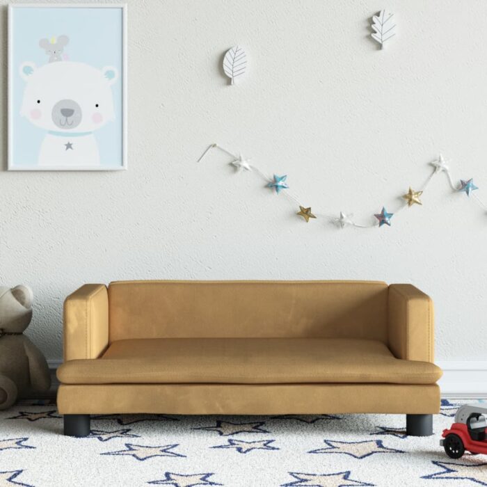 Canapé pour enfants marron 80x45x30 cm velours – Image 1