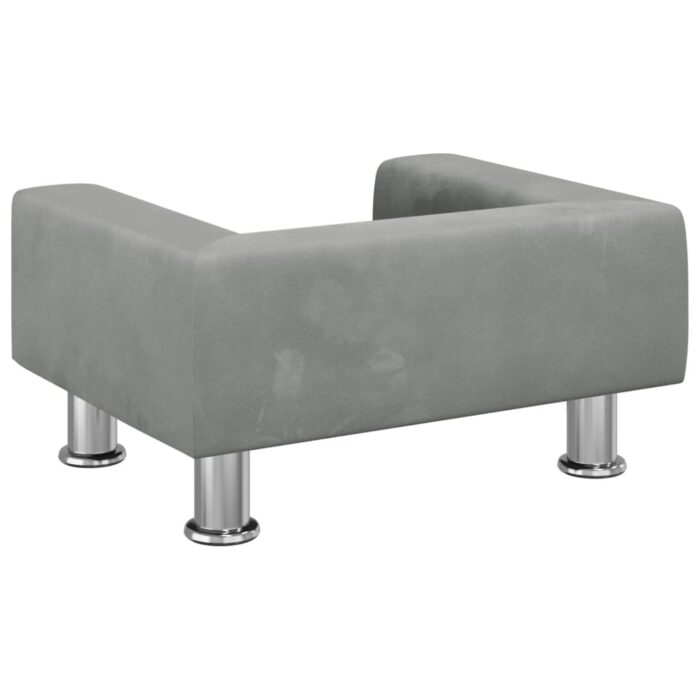Canapé pour enfants gris clair 50x40x26,5 cm velours – Image 3