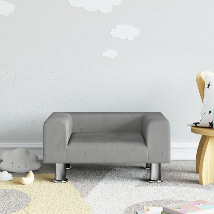 VXL8720845456504_m_en_hd_1.jpg Canapé pour enfants gris clair 50x40x26,5 cm velours – Image 1