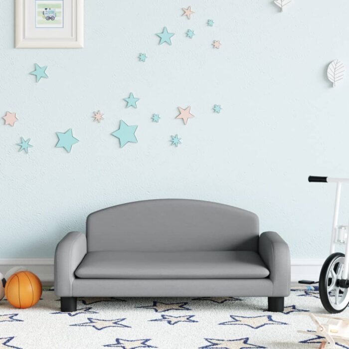 Canapé pour enfants gris clair 70x45x30 cm tissu – Image 1