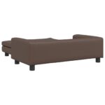Canapé avec repose-pied pour enfants marron 100x50x30 cm – Image 3