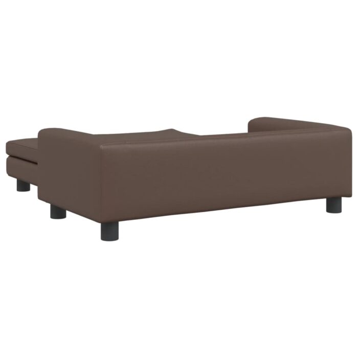Canapé avec repose-pied pour enfants marron 100x50x30 cm – Image 3