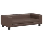 Canapé avec repose-pied pour enfants marron 100x50x30 cm – Image 4