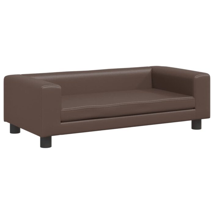 Canapé avec repose-pied pour enfants marron 100x50x30 cm – Image 4