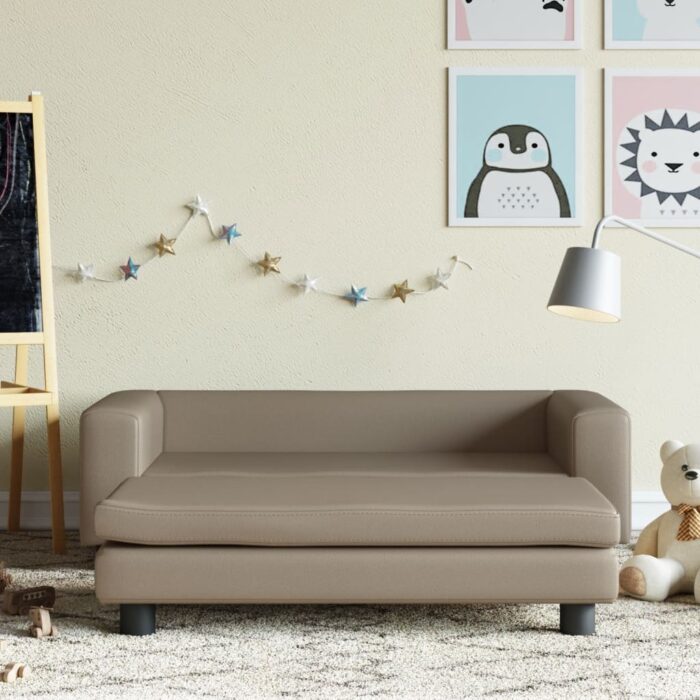 Canapé avec repose-pied pour enfants cappuccino 100x50x30 cm – Image 1