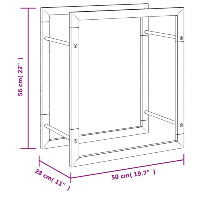 Portant de bois de chauffage 50x28x56 cm acier inoxydable – Image 5