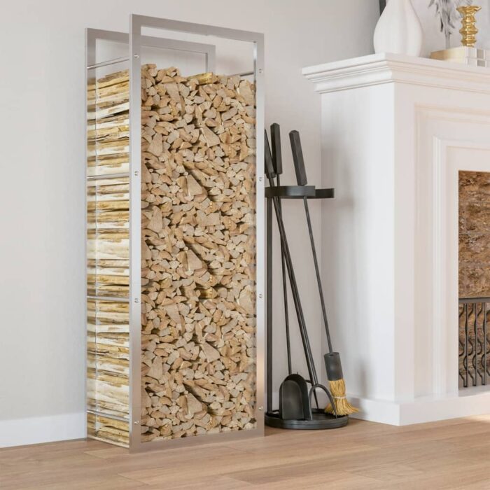 Portant de bois de chauffage 50x28x132 cm acier inoxydable – Image 1