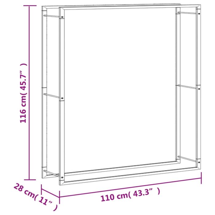 Portant de bois de chauffage 110x28x116 cm acier inoxydable – Image 5