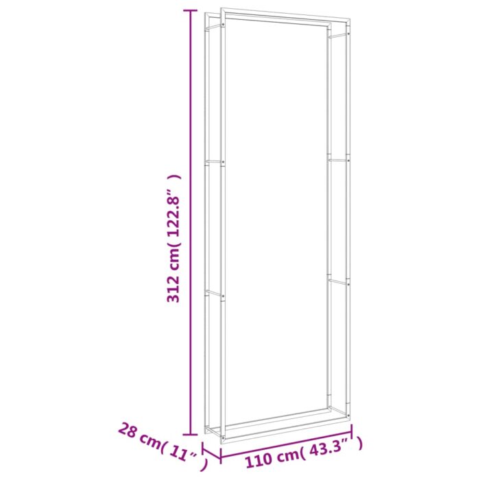 Portant de bois de chauffage 110x28x312 cm acier inoxydable – Image 5