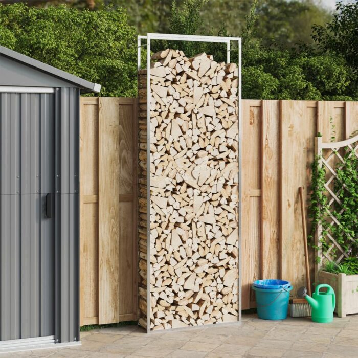 Portant de bois de chauffage 110x28x312 cm acier inoxydable – Image 1