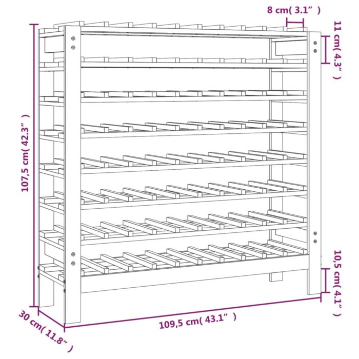 Casier à vin 109,5x30x107,5 cm Bois de pin massif – Image 6