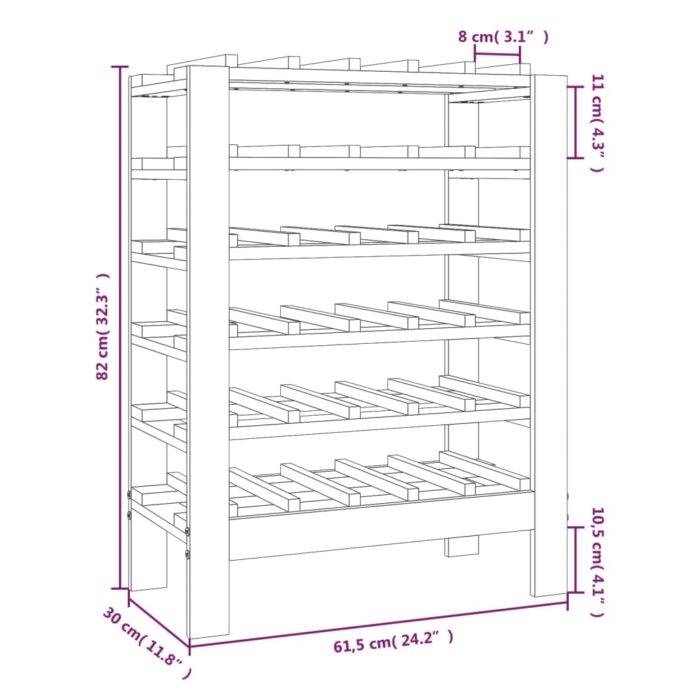Casier à vin 61,5x30x82 cm Bois de pin massif – Image 6