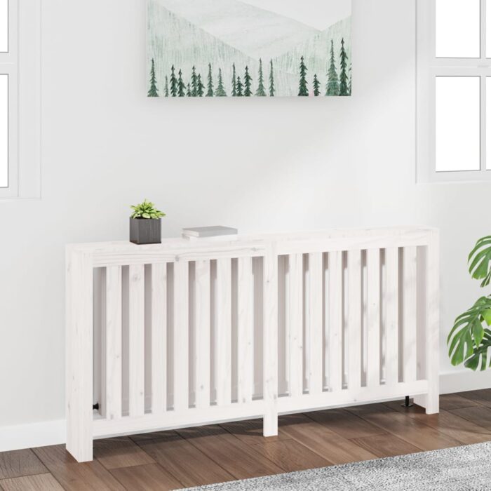 Cache-radiateur Blanc 169x19x84 cm Bois massif de pin – Image 1