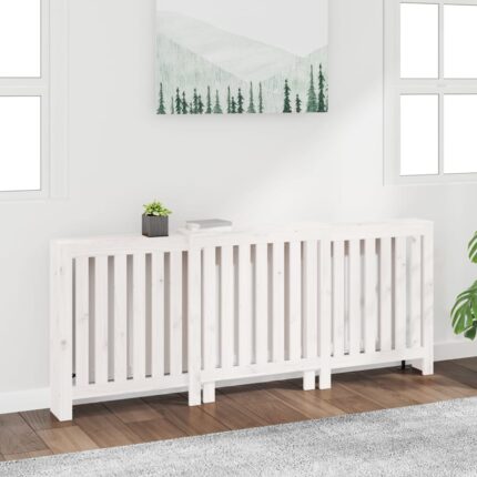 Cache-radiateur Blanc 210x21x85 cm Bois massif de pin