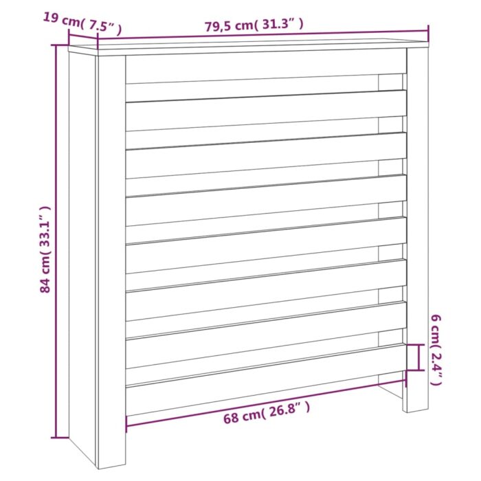 Cache-radiateur Blanc 79,5x19x84 cm Bois massif de pin – Image 6