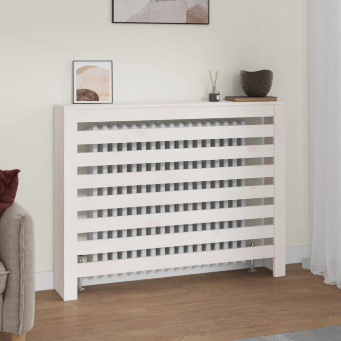 Cache-radiateur Blanc 108,5x19x84 cm Bois massif de pin – Image 1
