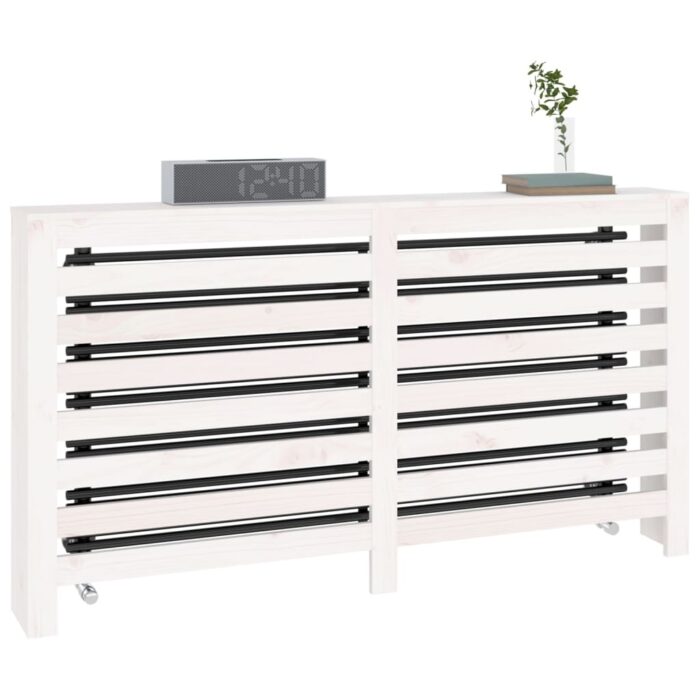 Cache-radiateur Blanc 153x19x84 cm Bois massif de pin – Image 2