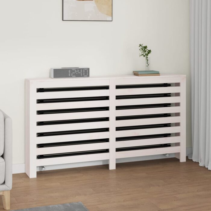 Cache-radiateur Blanc 153x19x84 cm Bois massif de pin – Image 1