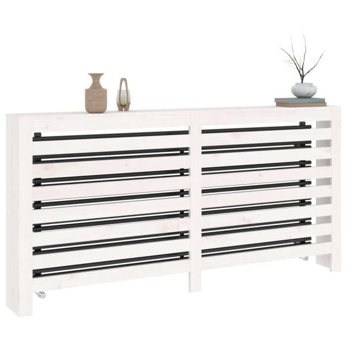 Cache-radiateur Blanc 169x19x84 cm Bois massif de pin – Image 2