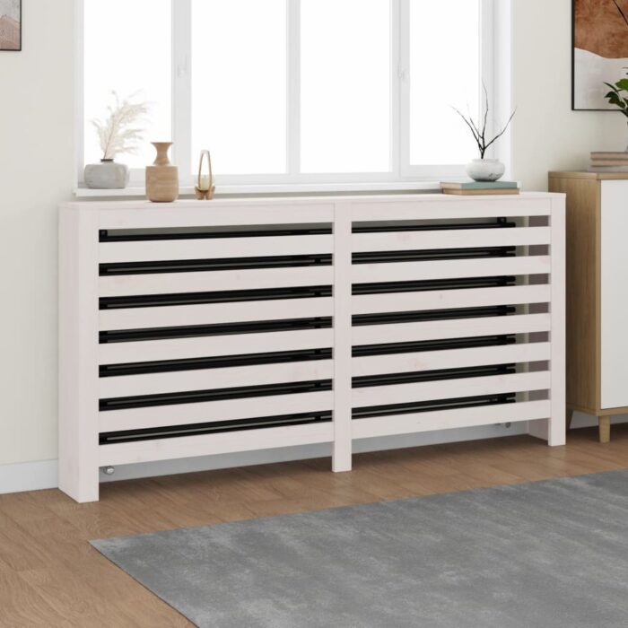 Cache-radiateur Blanc 169x19x84 cm Bois massif de pin – Image 1