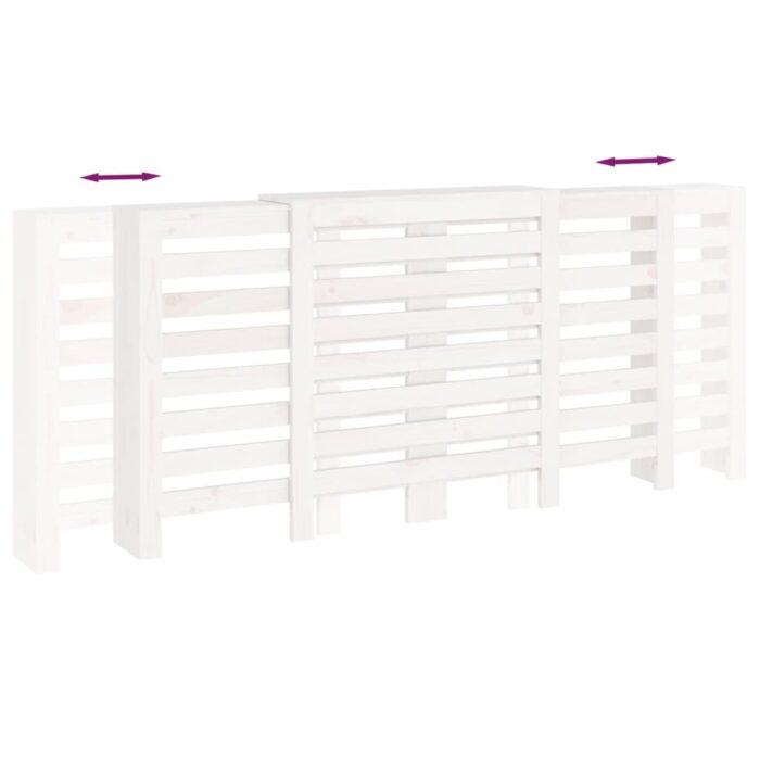 Cache-radiateur Blanc 210x21x85 cm Bois massif de pin – Image 6