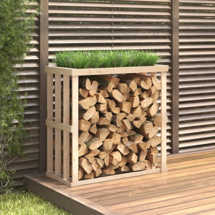 Porte-bûches d’extérieur 108x52x106 cm Bois massif de pin – Image 1