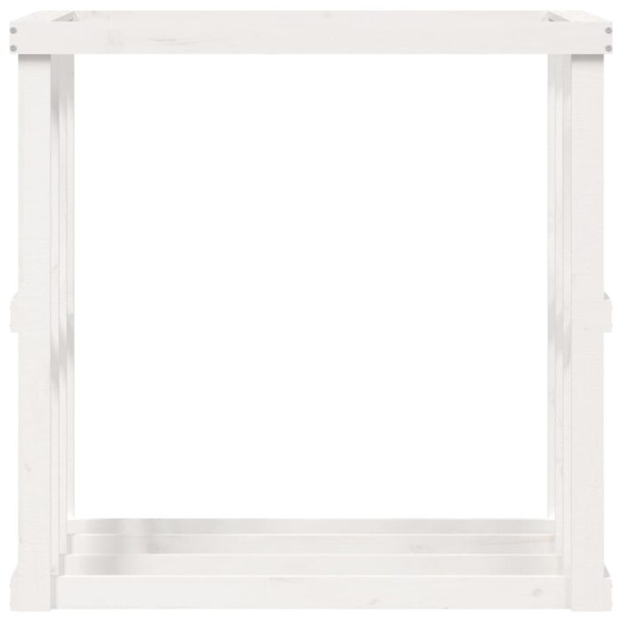 Porte-bûches d’extérieur Blanc 108x52x106 cm Bois massif de pin – Image 4