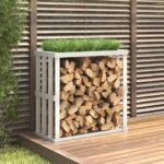Porte-bûches d’extérieur Blanc 108x52x106 cm Bois massif de pin