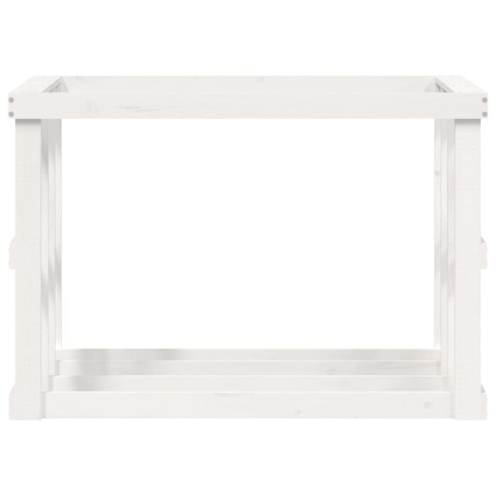Porte-bûches d’extérieur Blanc 108x52x74 cm Bois massif de pin – Image 3