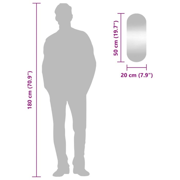 Miroir mural 20x50 cm Verre Ovale – Image 5