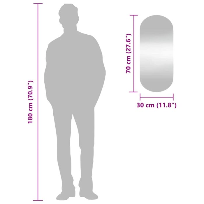 Miroir mural 30x70 cm Verre Ovale – Image 5