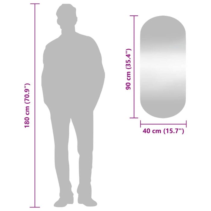 Miroir mural 40x90 cm Verre Ovale – Image 5