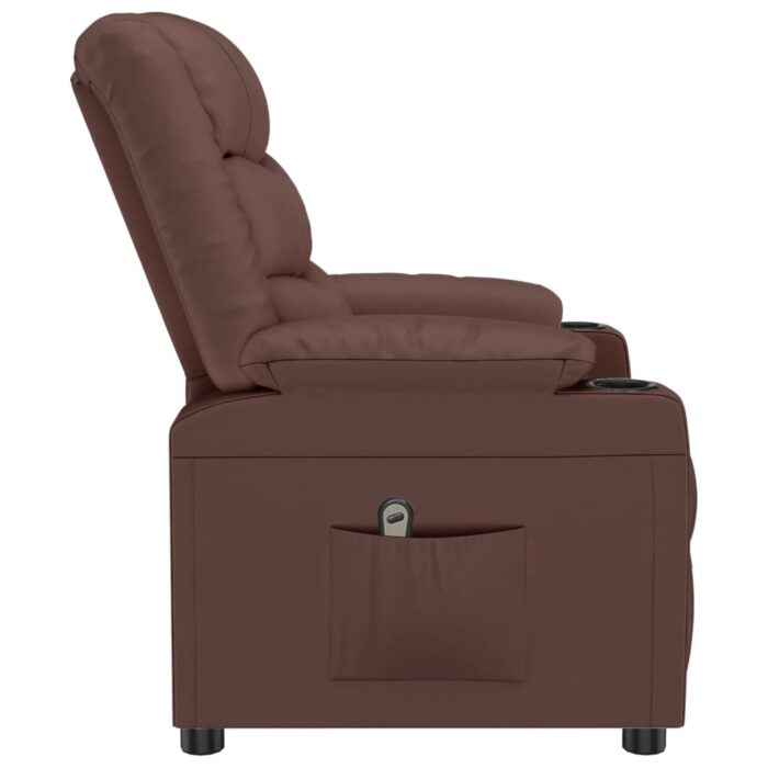 Fauteuil inclinable électrique Marron Similicuir – Image 3
