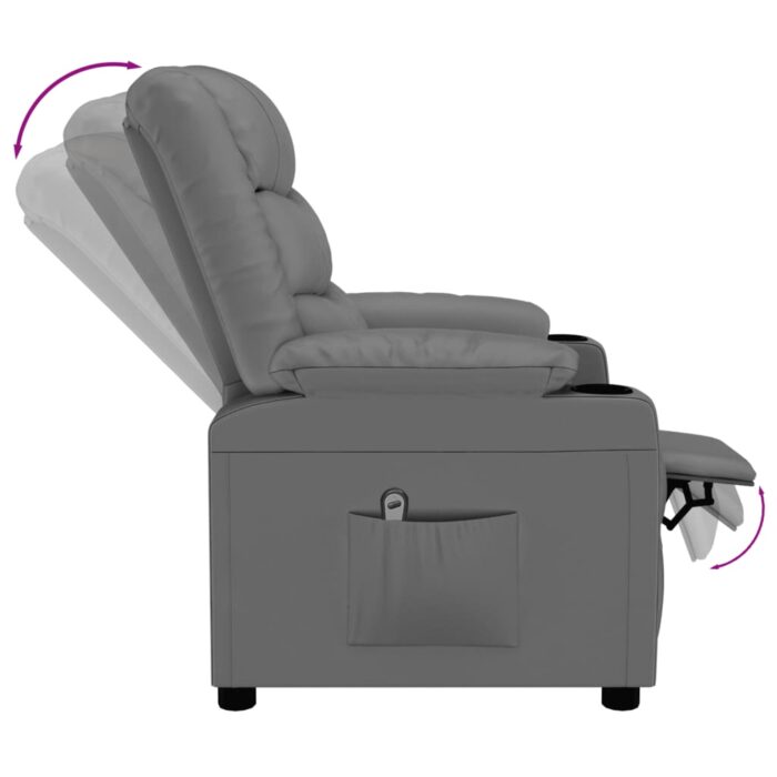 Fauteuil inclinable électrique Gris Similicuir – Image 5