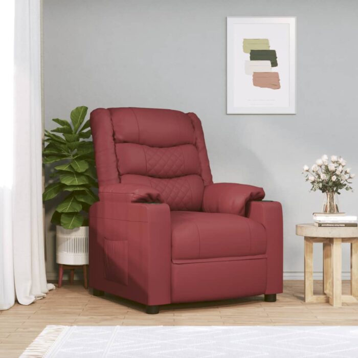 Fauteuil inclinable électrique Rouge bordeaux Similicuir – Image 1