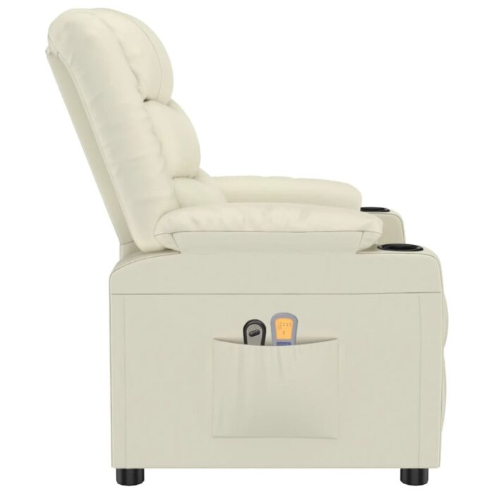 Fauteuil de massage électrique Crème Similicuir – Image 3