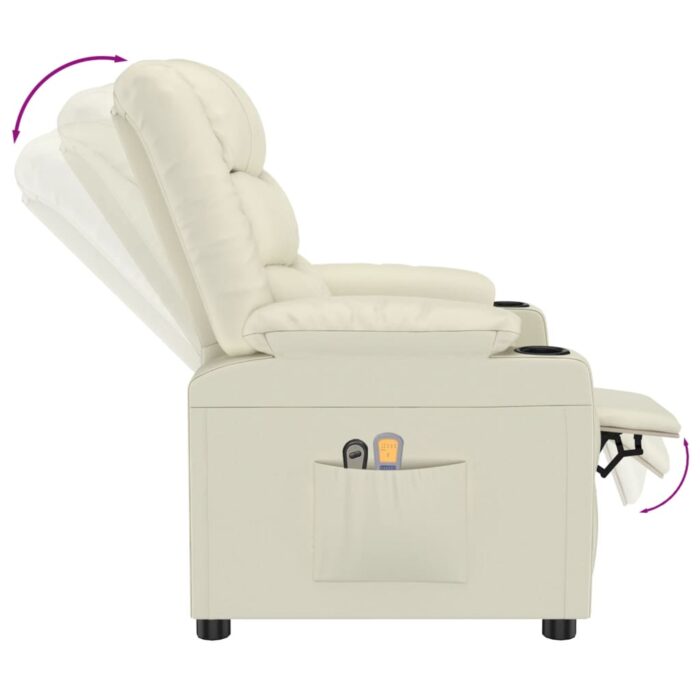 Fauteuil de massage électrique Crème Similicuir – Image 5